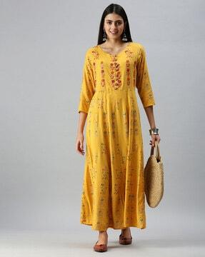 floral embroidered anarkali kurta