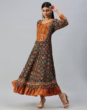 floral embroidered anarkali kurta