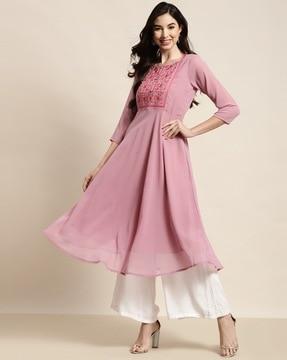 floral embroidered anarkali kurta