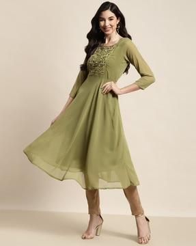 floral embroidered anarkali kurta