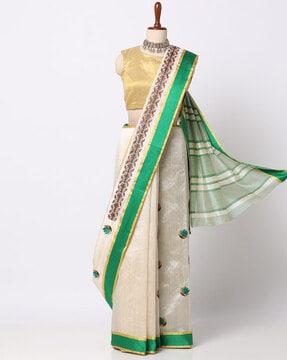 floral embroidered art silk saree