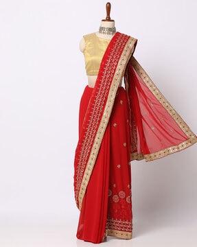 floral embroidered art silk saree