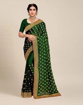 floral embroidered art silk saree