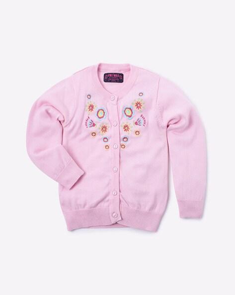 floral embroidered button-front cardigan