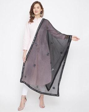 floral embroidered chiffon dupatta