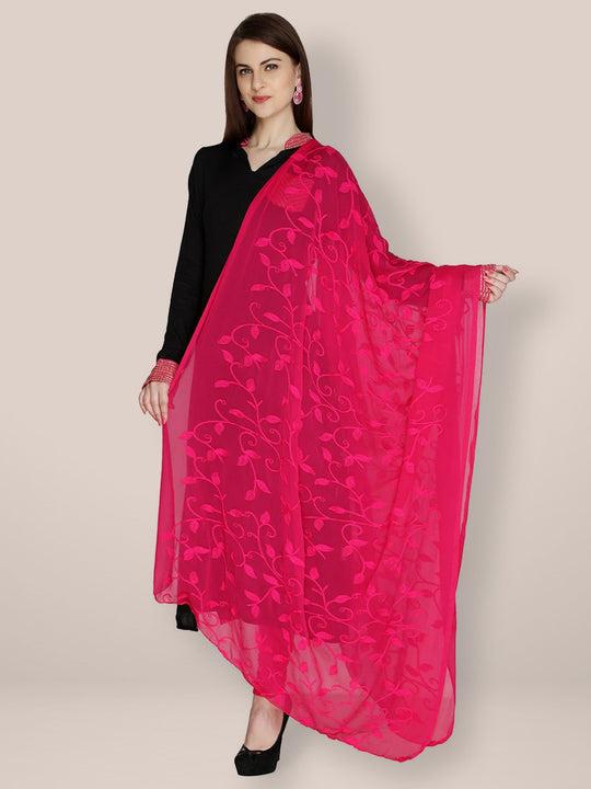 floral embroidered chiffon dupatta