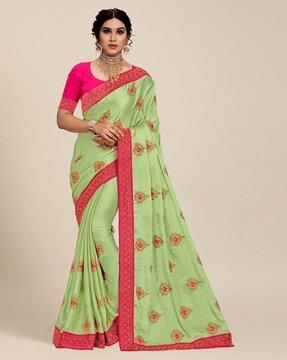 floral embroidered chiffon saree