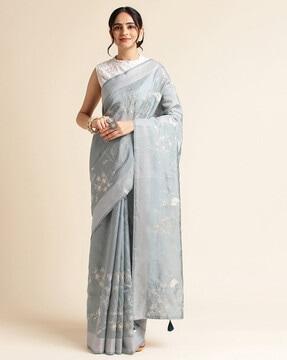 floral embroidered cotton saree