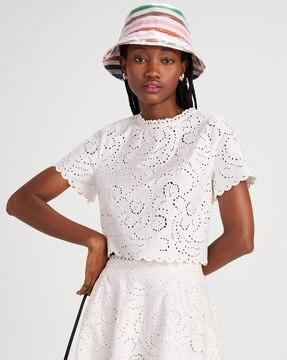 floral embroidered cutwork top