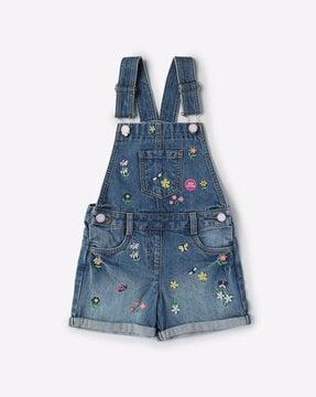 floral embroidered dungaree