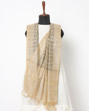 floral embroidered dupatta with tassels