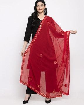 floral embroidered dupatta