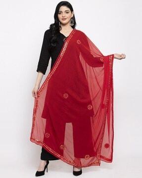 floral embroidered dupatta