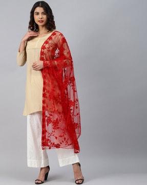 floral embroidered dupatta