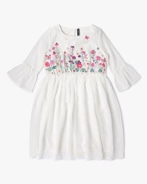 floral embroidered fit & flare dress