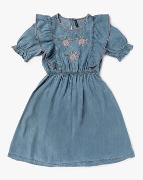 floral embroidered fit & flare dress