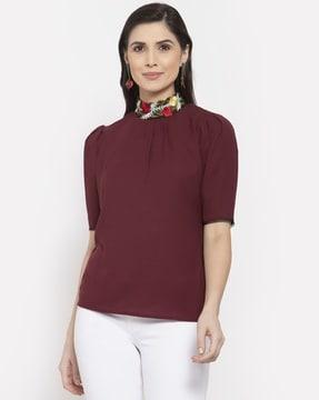floral embroidered fitted top