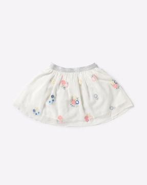 floral embroidered flared skirt