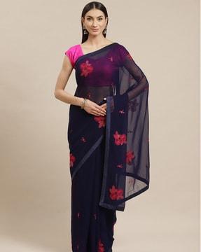 floral embroidered georgette saree