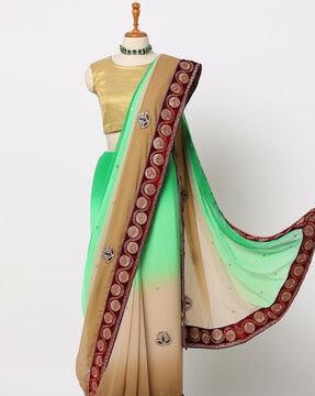 floral embroidered half & half saree