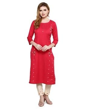 floral embroidered kurta set