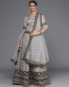 floral embroidered lehenga choli set with dupatta