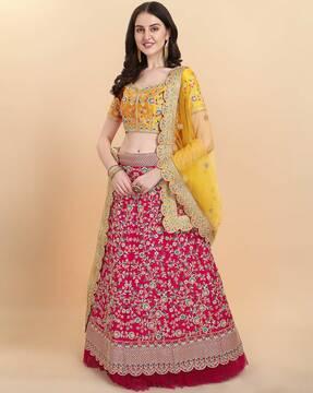 floral embroidered lehenga choli set with dupatta