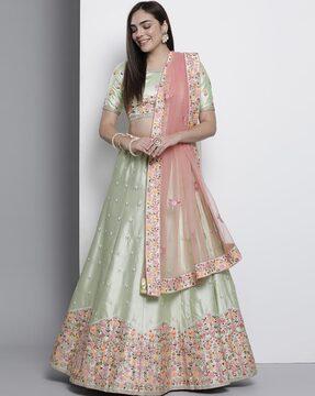 floral embroidered lehenga choli set with dupatta