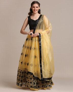 floral embroidered lehenga choli set with dupatta