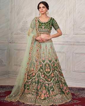 floral embroidered lehenga choli set with dupatta