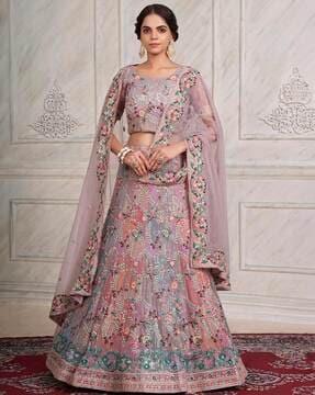 floral embroidered lehenga choli set with dupatta