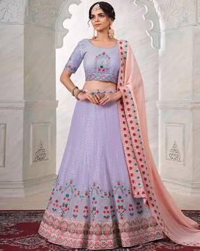 floral embroidered lehenga choli set with dupatta