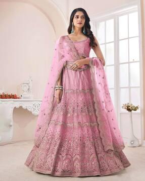 floral embroidered lehenga choli set with dupatta