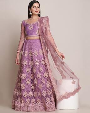 floral embroidered lehenga choli set with dupatta