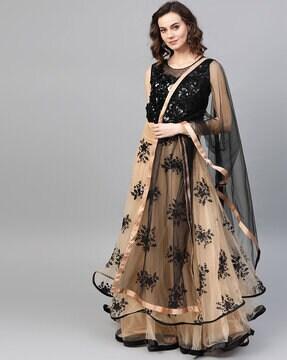 floral embroidered lehenga choli with dupatta