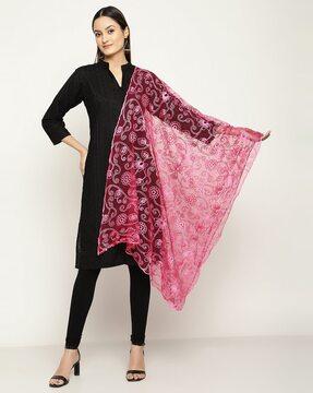 floral embroidered net dupatta