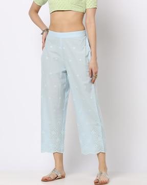 floral embroidered palazzo pants