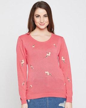 floral embroidered pullover