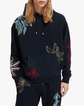floral embroidered regular fit hoodie