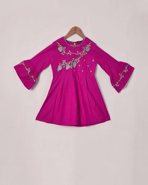 floral embroidered round-neck top