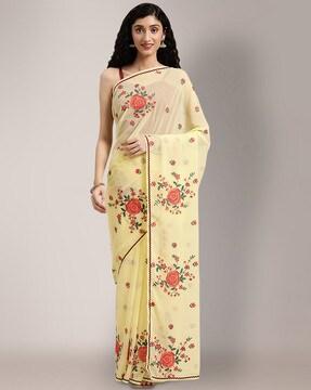 floral embroidered saree