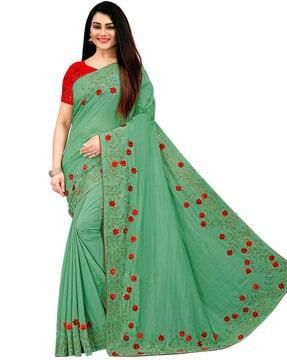 floral embroidered saree