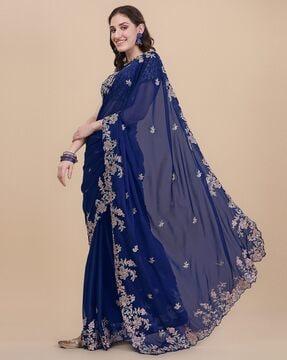 floral embroidered saree