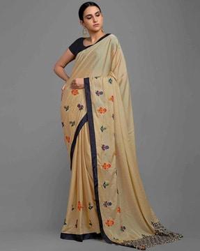 floral embroidered saree