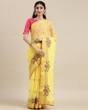 floral embroidered saree