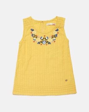 floral embroidered sleeveless top