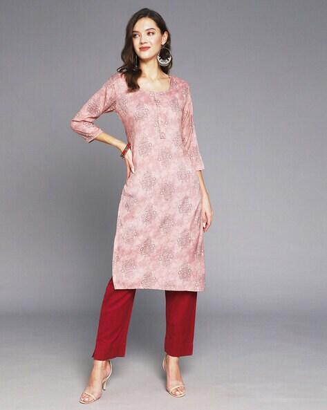 floral embroidered straight kurta