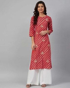 floral embroidered straight kurta