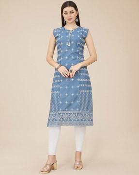 floral embroidered straight kurta