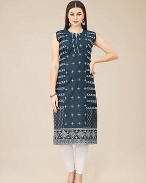 floral embroidered straight kurta